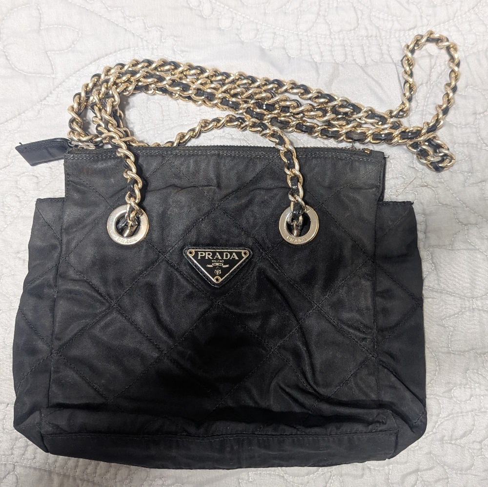 Prada Black Quilted Chain Shoulder Bag